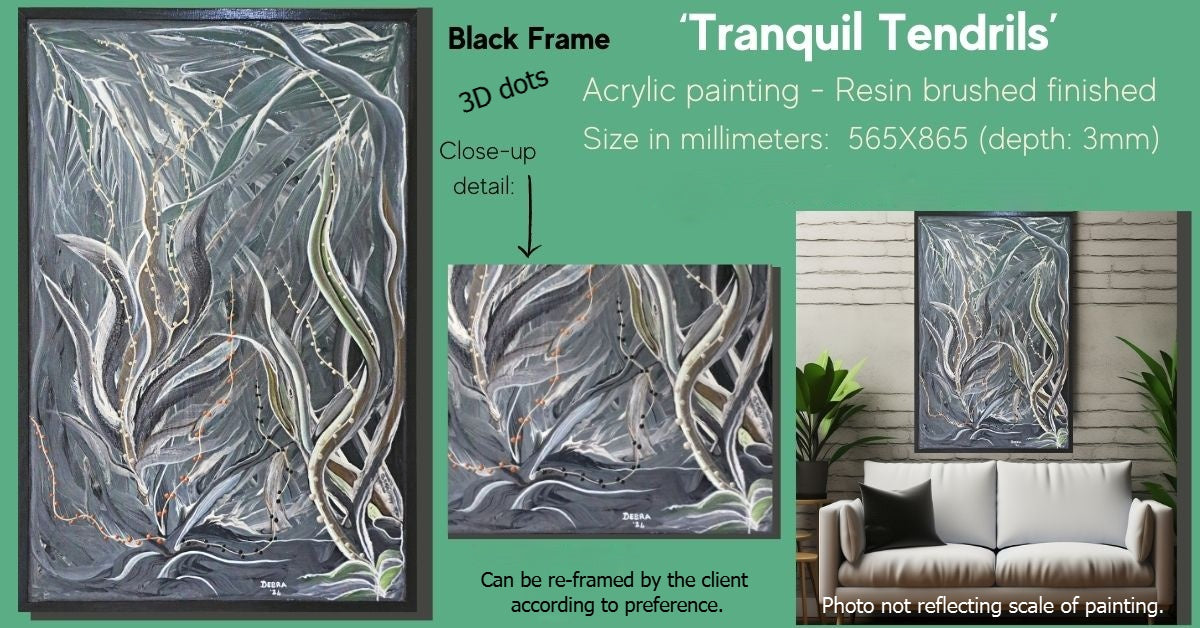 Title: 'TRANQUIL TENDRILS'. ORIGINAL Wall Art - Acrylic Painting